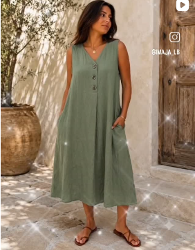Olive green midi dress